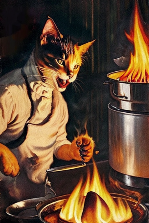 06562-866684545-sd-pulp of an evil cat cooking a flaming soufflé uncanny tales cover art illustrationf2afa650ec62821989b9b868beb072062bc20d62.png